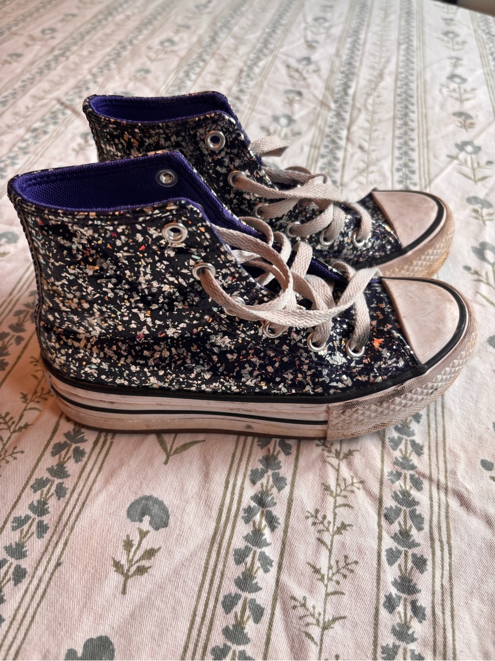 Girls glitter converse high tops